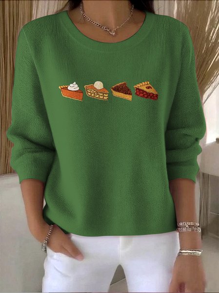

Women Cotton Geometric Long Sleeve Comfy Vintage Sweater, Green, Sweaters