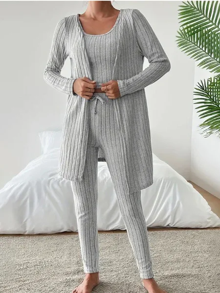 

Casual Crew Neck Matching Outfit, Gray, Suits