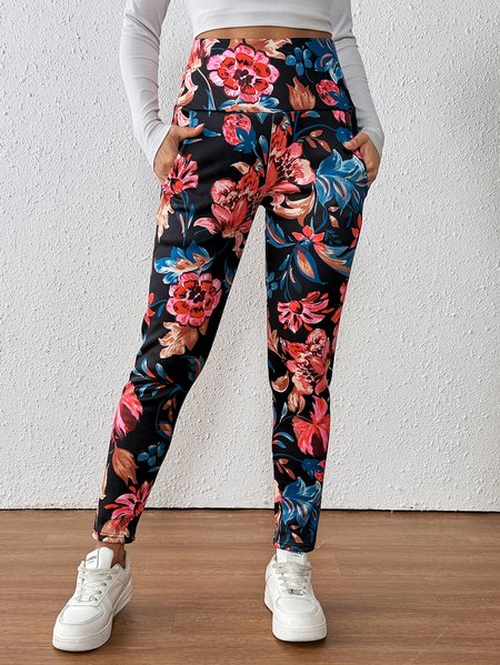 

Women Floral Casual Winter Long Leggings, Flower, Pants