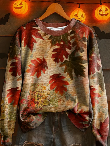 

Women Maple Leaf Crew Neck Printing Casual Spring/Fall Long Sleeve Sweatshirt, As picture, Sweatshirts & Hoodies