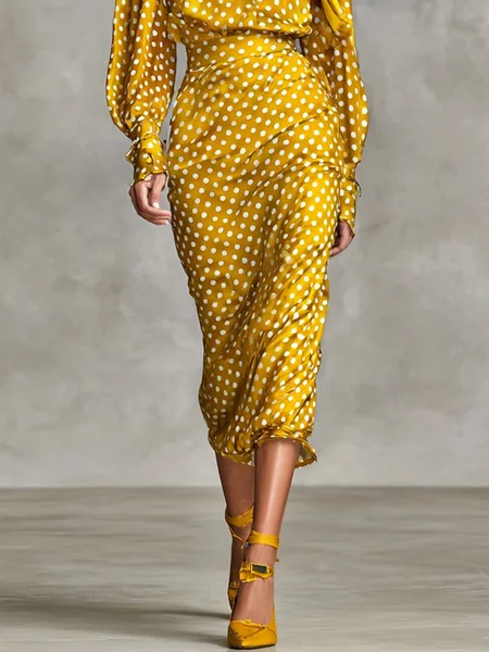 

Urban Polka Dots Midi Skirt, Yellow, Skirts