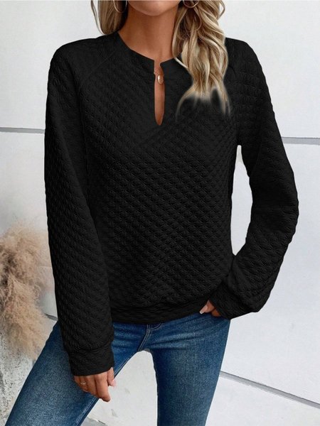 

Women Geometric V Neck Split Joint Vintage Spring/Fall Long Sleeve Sweatshirt, Black, Sweatshirts & Hoodies