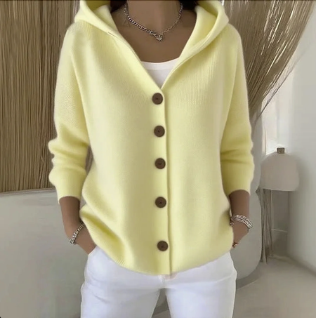 

Women Cotton Floral Long Sleeve Comfy Casual Cardigan, Light yellow, Sweaters