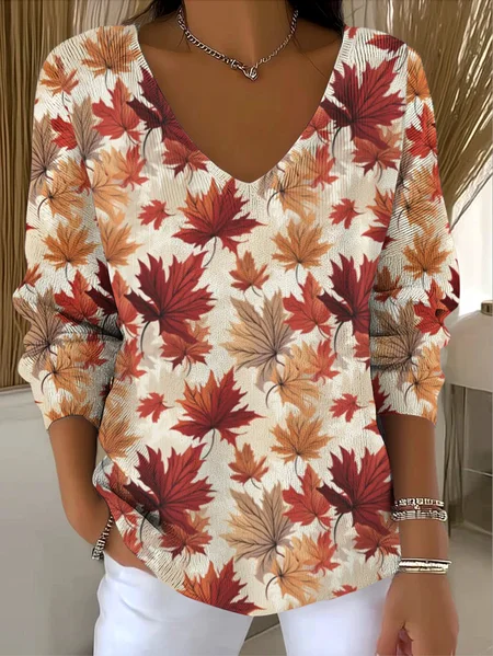 

Women Cotton Floral Long Sleeve Comfy Casual Sweater, Apricot, Sweaters