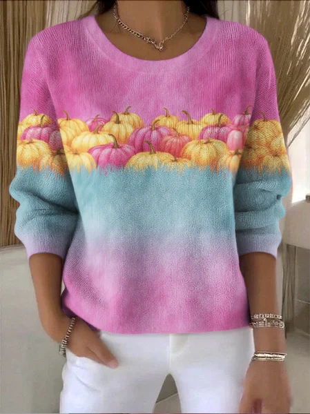 

Women Cotton Ombre Long Sleeve Comfy Vintage Sweater, Pink, Sweaters