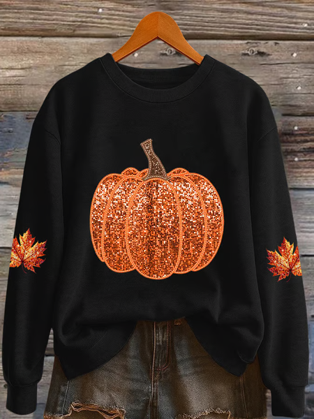 

Women Maple Leaf Crew Neck Printing Casual Spring/Fall Long Sleeve Sweatshirt, Black, Sweatshirts & Hoodies
