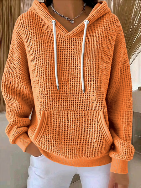 

Vintage Cotton Plain Hoodie, Orange, Outerwear