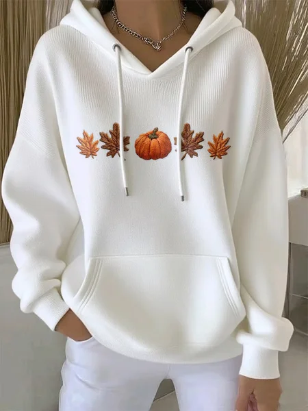 

Women Maple Leaf Spring/Fall Printing Long Sleeve Casual Daily Hoodie, White, Sweatshirts & Hoodies