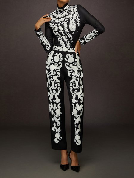 Urban Random Print Printing Straight Pants