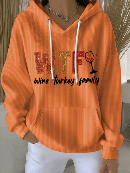 

Women Text Letters Spring/Fall Printing Long Sleeve Casual Daily Hoodie, Orange, Sweatshirts & Hoodies