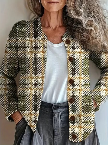 

Women Knitted Striped Long Sleeve Comfy Vintage Cardigan, Color3, Cardigans