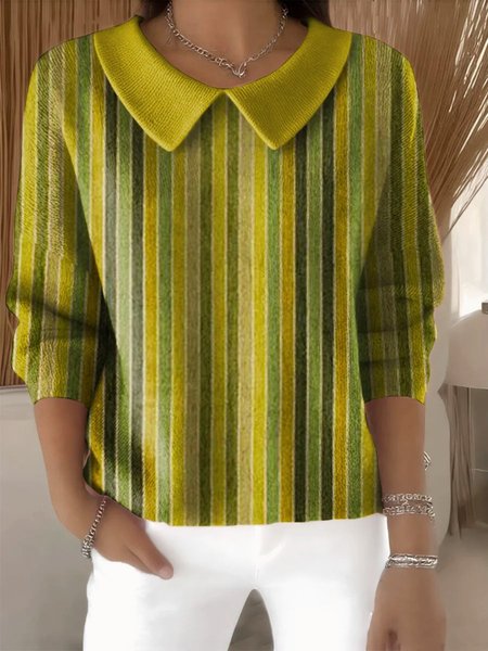 

Women Imitation Cashmere Striped Long Sleeve Comfy Vintage Sweater, Color2, Sweaters