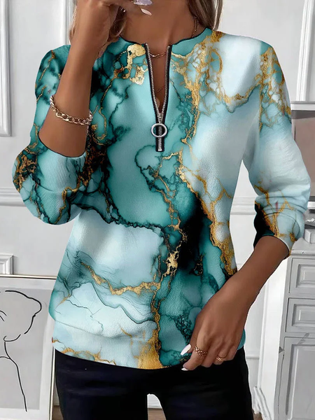 

Women Abstract Crew Neck Printing Casual Spring/Fall Long Sleeve Sweatshirt, Green, Sweatshirts & Hoodies
