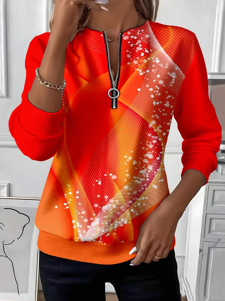 

Women Abstract Crew Neck Printing Casual Spring/Fall Long Sleeve Sweatshirt, Orange, Sweatshirts & Hoodies