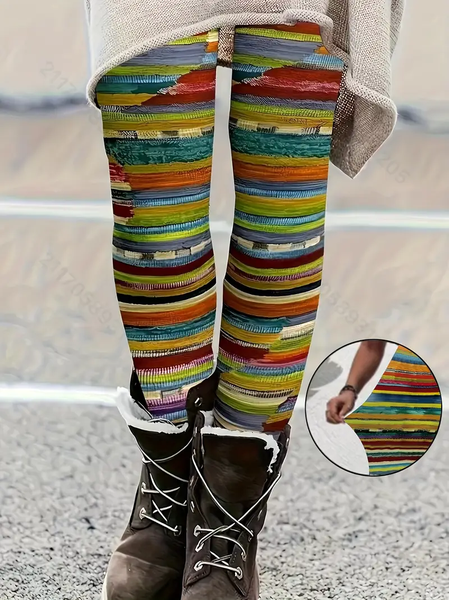 

Women Abstract Stripes Casual All Season Printing Long Leggings, As picture, Leggings