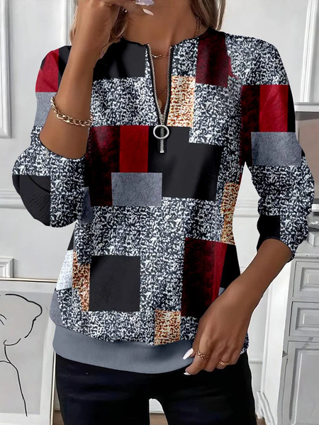

Women Abstract Crew Neck Printing Casual Spring/Fall Long Sleeve Sweatshirt, As picture, Sweatshirts & Hoodies