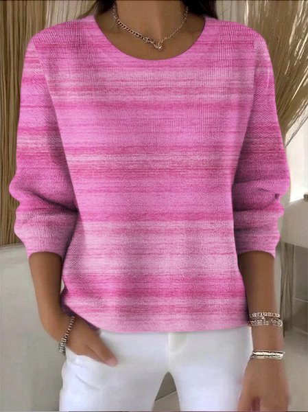 

Women Cotton Ombre Long Sleeve Comfy Vintage Sweater, Pink, Sweaters