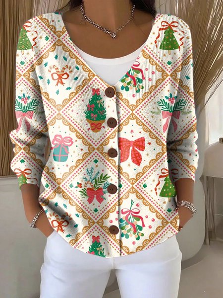 

Women Knitted Christmas Long Sleeve Comfy Vintage Cardigan, Color2, Cardigans