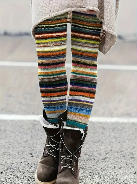 

Women Abstract Stripes Casual All Season Printing Long Leggings, As picture, Leggings