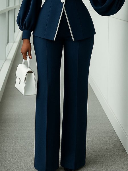 

Urban Plain Fashion Straight Pants, Deep blue, Pants