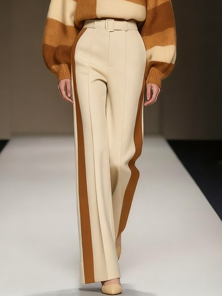 

Urban Color Block Straight Pants, As picture, Pants