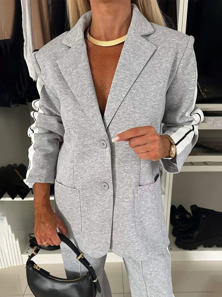 

Urban Split Joint Color Block Lapel Collar Blazer, Gray, Blazers