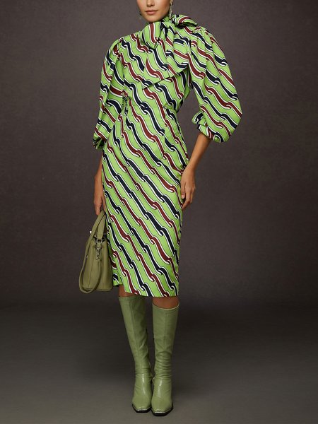 

Elegant Printing Random Print Midi Skirt, Green, Skirts