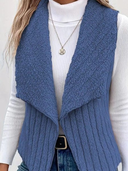 

Plain Casual Regular Fit New Autumn And Winter Fashion Casual Simple Sleeveless Versatile Jacket Vest, Blue, Outerwear