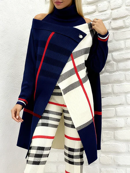 

Casual Plaid Turtleneck Loosen Sweater, As picture, Pullovers