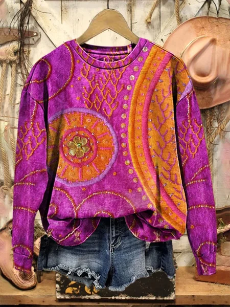 

Women Floral Crew Neck Printing Casual Spring/Fall Long Sleeve Sweatshirt, Purple, Sweatshirts & Hoodies