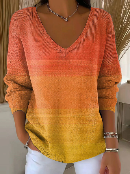 

Women Cotton Ombre Long Sleeve Comfy Casual Sweater, As picture, Sweaters