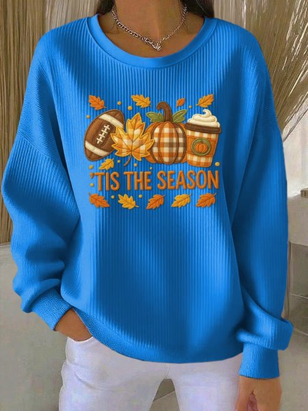 

Women Maple Leaf Crew Neck Casual Spring/Fall Long Sleeve Sweatshirt, Blue, Sweatshirts & Hoodies