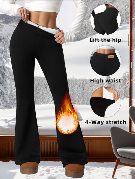 

Women Plain Long Pants Casual Winter Trousers, Black, Leggings