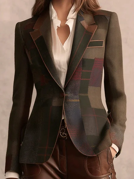 

Urban Geometric Lapel Collar Blazer, As picture, Blazers