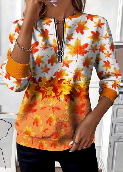 

Casual Stand Collar Geometric Sweatshirt, Orange, Hoodies & Sweatshirts