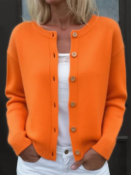 

Casual Stand Collar Wool/Knitting Cardigan, Orange, Sweaters & Cardigans
