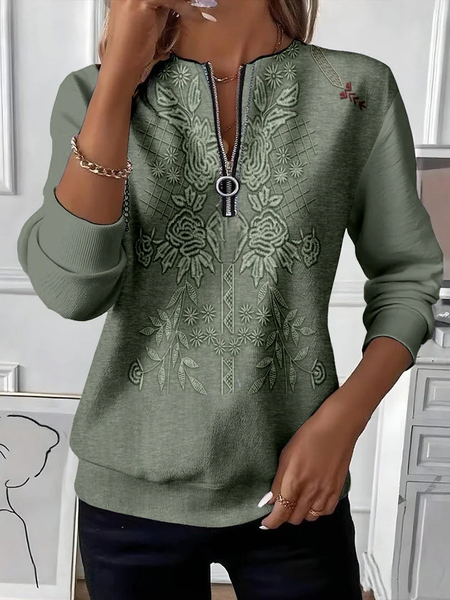 

Women Floral Crew Neck Printing Casual Spring/Fall Long Sleeve Sweatshirt, Green, Sweatshirts & Hoodies