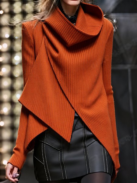 

Casual Shoulder Pad Turtleneck Sweater Cardigan, As picture, Cardigans