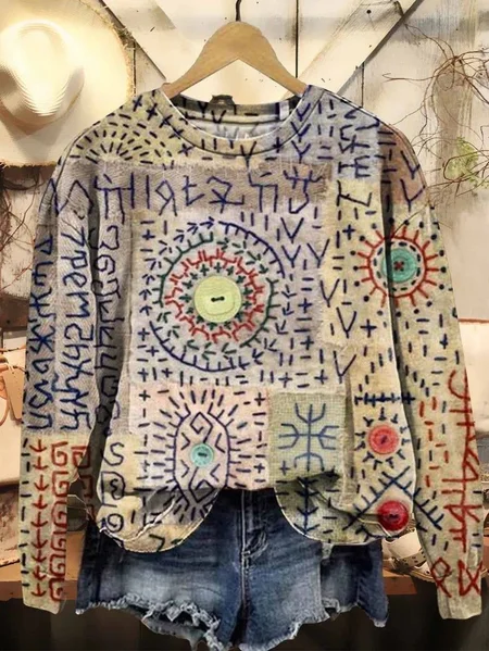 

Women Abstract Crew Neck Printing Casual Spring/Fall Long Sleeve Sweatshirt, Oatmeal, Sweatshirts & Hoodies