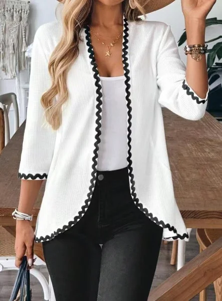 

Women Cotton Plain Long Sleeve Comfy Casual Cardigan, White, Sweaters