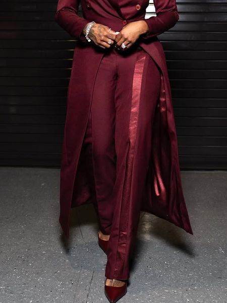 

Urban Color Block Straight Pants Fashion Pants, Wine red, Pants