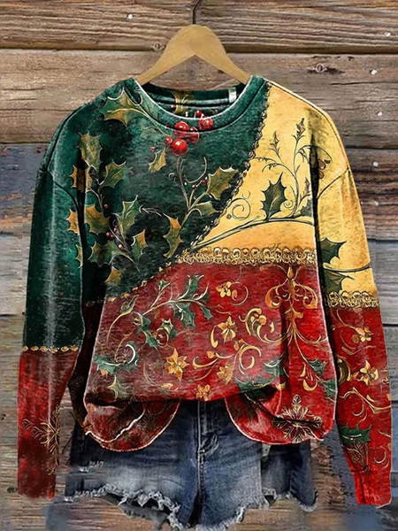 

Women Floral Crew Neck Printing Casual Spring/Fall Long Sleeve Sweatshirt, As picture, Sweatshirts & Hoodies