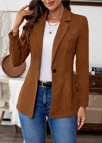 

Casual Cotton Plain Regular Fit Blazer, Coffee, Outerwear