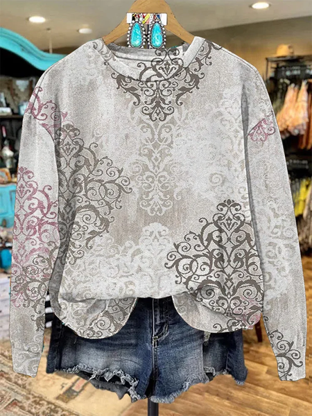 

Women Floral Crew Neck Printing Casual Spring/Fall Long Sleeve Sweatshirt, Gray, Sweatshirts & Hoodies