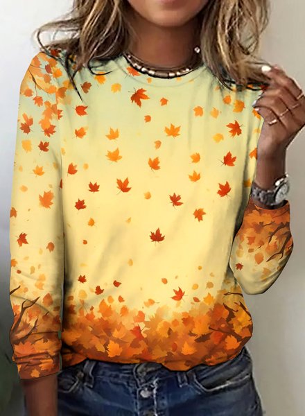 

Vintage Ombre Crew Neck Long Sleeve T-shirt, Yellow, T-shirts