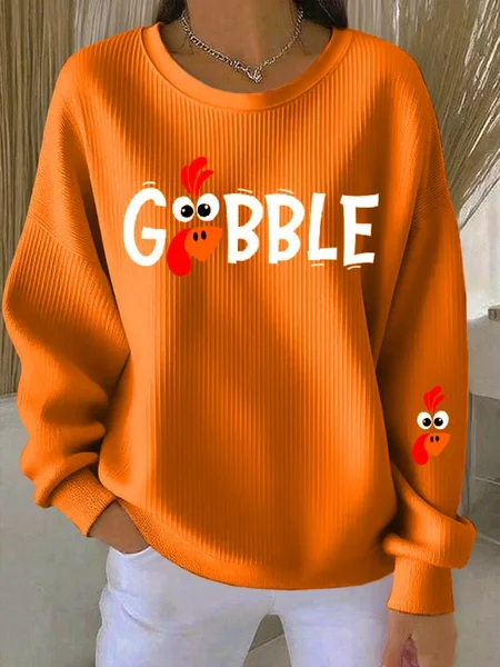 

Casual Crew Neck Turkey Sweatshirt, Orange, Hoodies & Sweatshirts