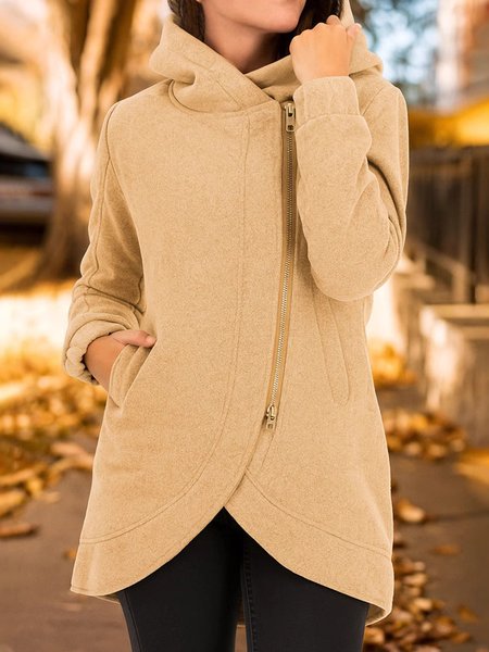 

Casual Plain Hoodie Jacket, Yellow, Outerwear