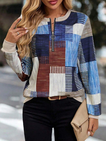

Women Abstract Crew Neck Printing Casual Spring/Fall Long Sleeve Sweatshirt, As picture, Sweatshirts & Hoodies