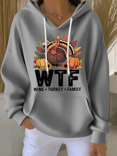 

Vintage Thanksgiving Day Hooded Turkey Print Comfy Hoodie, Gray, Hoodies & Sweatshirts