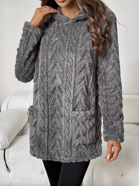 

Plain Casual Hoodie Hoodie, Deep gray, Outerwear